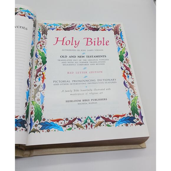 Heirloom Family Holy Bible King James Version Red Letter Edition Vtg Dictionary - Picture 10 of 16